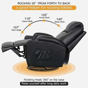 Esright Massage Recliner Chair Heated Composite Materials Ergonomic Lounge 360 Degree Swivel, 1 Chair, Black