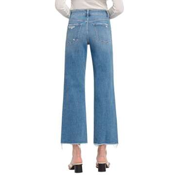 VERVET Women's Kendall High Rise Dad Jeans with Frayed Hems (26, Evening Star)