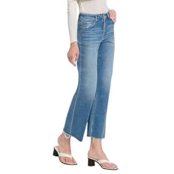 VERVET Women's Kendall High Rise Dad Jeans with Frayed Hems (26, Evening Star)