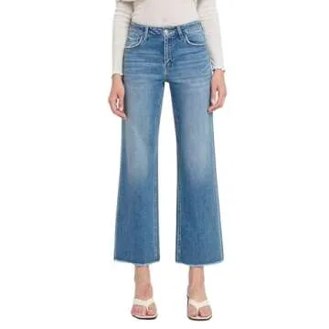VERVET Women's Kendall High Rise Dad Jeans with Frayed Hems (26, Evening Star)