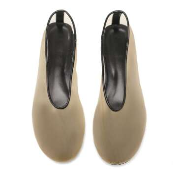 Molozoey Women's Crystals Fine Mesh Ballet Flats,Embroidered Round Toe Ballerina Shoes,Casual Slip On Crystal Mary Jane Flats,Comfortable Daily Dress Shoes NUDE2