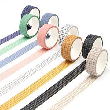 Grid Washi Tape Set - 27 Rolls of 15 mm Wide Decorative Masking Tapes for Bullet Journals Supplies, ...