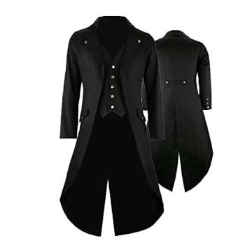 GOLDSTITCH Mens Black Vintage Tailcoat Jacket Fancy Cool Cosplay Costume Robe