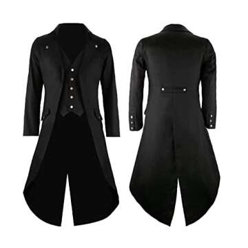 GOLDSTITCH Mens Black Vintage Tailcoat Jacket Fancy Cool Cosplay Costume Robe