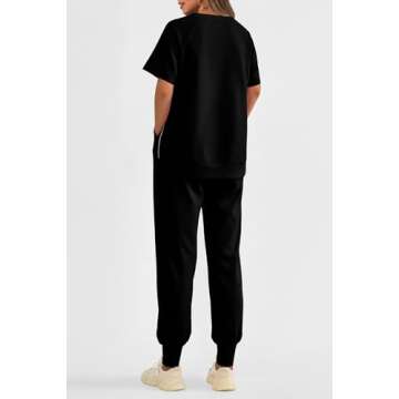 PRETTYGARDEN Women's Summer 2 Piece Outfit Tracksuits Casual Short Sleeve Tops High Waisted Sweatpan...