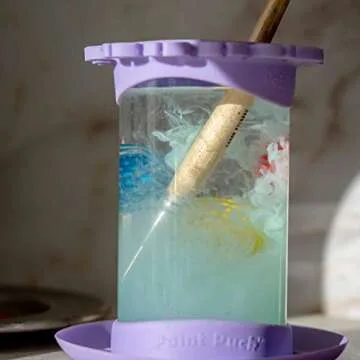 Paint Brush Cleaner Rinse Cup (All-in-One) Fine Art, Studio, Classroom | Brushes Holder & Silicone Cleaning System for Acrylic, Watercolor, and Water-Based Mediums…