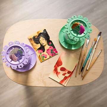 Paint Brush Cleaner Rinse Cup (All-in-One) Fine Art, Studio, Classroom | Brushes Holder & Silicone Cleaning System for Acrylic, Watercolor, and Water-Based Mediums…