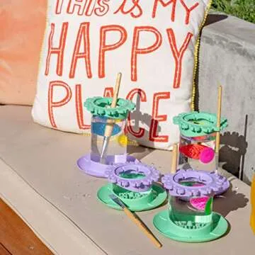 Paint Brush Cleaner Rinse Cup (All-in-One) Fine Art, Studio, Classroom | Brushes Holder & Silicone Cleaning System for Acrylic, Watercolor, and Water-Based Mediums…