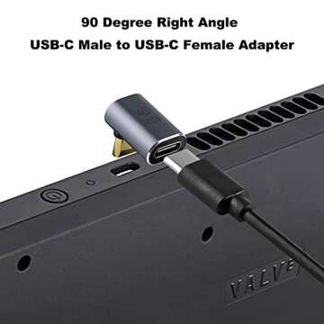 AreMe 90 Degree USB-C Male to Female Adapter, 2 Pack Right Angle 100W Type-C Adapter Extender for St...