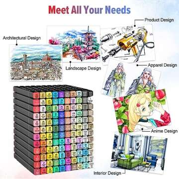 AdamStar Alcohol Markers,120 Colors Dual Tip Art Markers for Kids & Adult Coloring Sketching Drawing Markers for Artists Paint Markers Pen with Carry Case