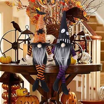 Handmade Halloween Gnomes Plush Decoration Set – 2 Pieces
