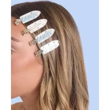 xo, Fetti Bride Beauty Clips - 4 pc | Bachelorette Party, Blue White Bridal Hair Clip, Wedding Get Ready With Me, Bridal Shower Favor, Wedding Accessory
