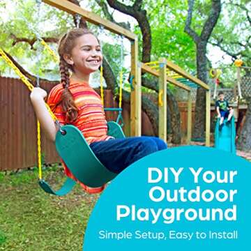 Jungle Gym Kingdom Swing Sets for Backyard, Monkey Bars & Swingset Accessories - Set Includes 18" Trapeze Swing Bar & 48" Heavy Duty Chain with Locking Carabiners - Outdoor Play Equipment (Green)