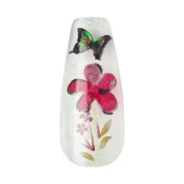 KISS Jelly Fantasy Sculpted Ready-To-Wear Fake Nails,- Jelly Cookie, Flowery, Long, Coffin Shaped, Smudge Proof, Waterproof, No Dry Time, Durable, DIY Manicure, Salon Quality, Long Lasting | 28 Count…