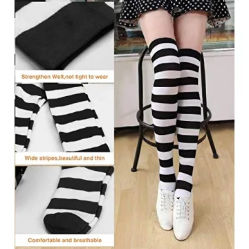 Elegant Striped Over Knee High Stockings for All Occasions