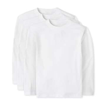 The Children's Place baby boys And Toddler Long Sleeve Basic Layering T-shirt Shirt, White 3 Pack, 1...