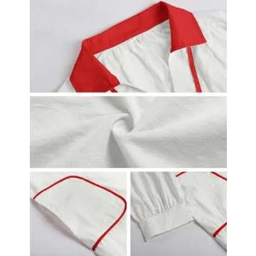 Ailoqing Swimsuit Coverup for Women V Neck 3/4 Sleeve Casual Shirt Dress with Pockets(White-XS)