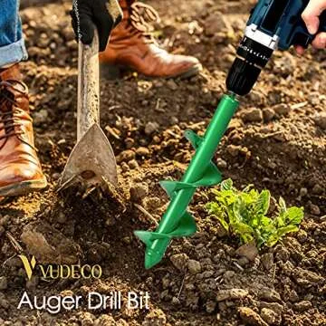VUDECO Garden Auger Drill Bit for Planting 2 PCS, Bulb Planter Tool, Auger Post Hole Digger, Easy Garden Drill Auger Bit Planting, Spiral Drill Bit, Earth Planting Auger for Cordless Drill - Green