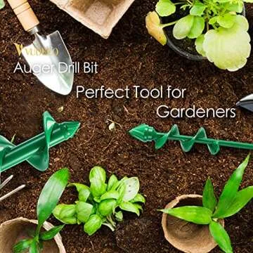 VUDECO Garden Auger Drill Bit for Planting 2 PCS, Bulb Planter Tool, Auger Post Hole Digger, Easy Garden Drill Auger Bit Planting, Spiral Drill Bit, Earth Planting Auger for Cordless Drill - Green