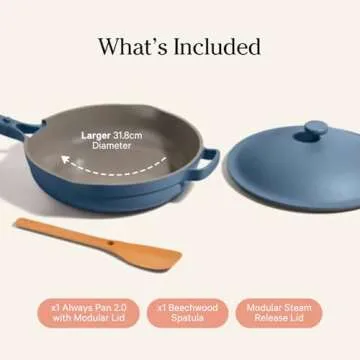 Our Place Always Pan - Large 12.5-Inch Nonstick, Toxin-Free Ceramic Cookware | Versatile Frying Pan, Skillet, Saute Pan | Stay-Cool Handle | Oven Safe | Lightweight Aluminum Body | Blue Salt