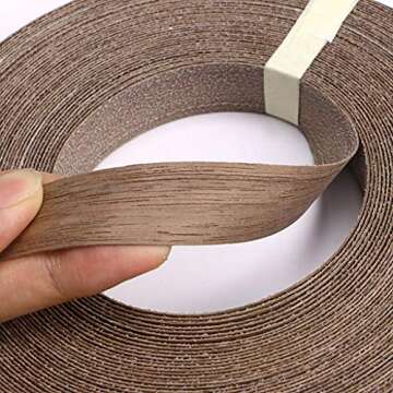 Skelang Walnut Wood Veneer Edge Banding Preglued Iron-on with Hot Melt Adhesive Edgebanding Flexible Wood Tape (3/4"×50')