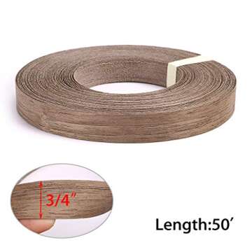 Skelang Walnut Wood Veneer Edge Banding Preglued Iron-on with Hot Melt Adhesive Edgebanding Flexible Wood Tape (3/4"×50')