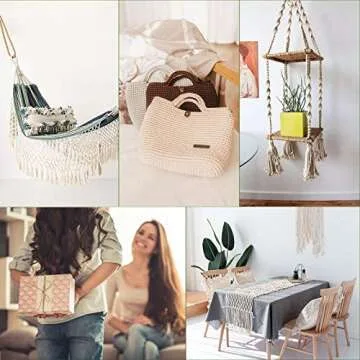 POZEAN Macrame Cord 3mm, 3 mm Macrame Cord – 220 Yards (About 200m), 100% Natural Cotton Macrame Yarn for Wall Hanging, Plant Hangers, DIY Crafts Knitting, Christmas Wedding Decorative (Pink)