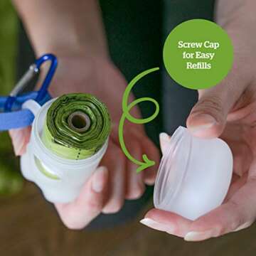 Pogi's Dog Poop Bag Dispenser with Metal Carabiner Clip - Includes 15 Pogi's Poop Bags for Dogs