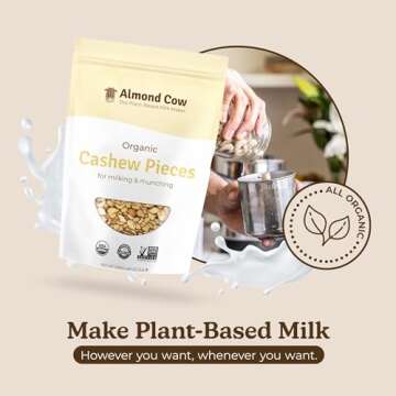 Almond Cow Organic Cashew Pieces - Unsalted Cashews for Plant-Based Milk Making, 3 Pound (Pack of 1)