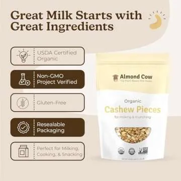 Almond Cow Organic Cashew Pieces - Non-GMO Vegan Nuts