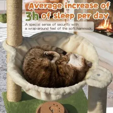 Fantasreen Cat Scratching Post for Indoor Cats 30 Inches Large Square Cat Scratcher with Hammock Cat...