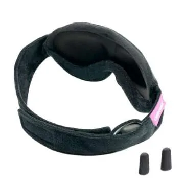 Cabeau Midnight Magic Sleep Mask – Adjust Padded Nose Strip to Block or Blackout Light - for Home and Travel - Soft Plush Fabric – Eye Liners Keep Fabric Away from Eyelids - Memory Foam Earplugs