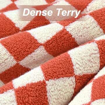 Jacquotha Bath Towels Set of 2 - Cotton Luxury Shower Towels for Beach Pool 55”x27.5”, Absorbent Quick Dry Body Towels(Checkered), Gifts