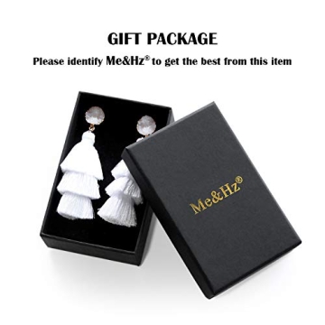 Me&Hz White Summer Tassel Earrings for Women