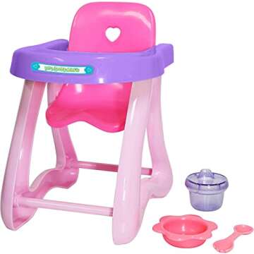 JC Toys Deluxe Doll Accessory Bundle | High Chair, Crib, Bath and Extra Accessories for Dolls up to ...