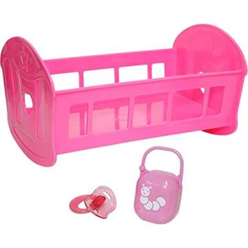 JC Toys Deluxe Doll Accessory Bundle | High Chair, Crib, Bath and Extra Accessories for Dolls up to 11" | Fits 11" La Baby & Other Similar Sized Dolls, Pink (81453)