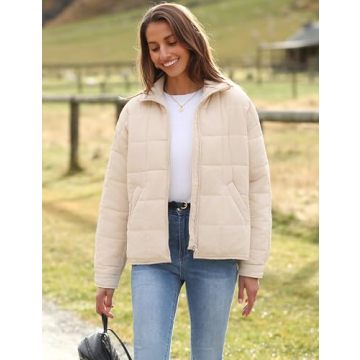 Huaqiao Women's Stylish Lightweight Puffer Jacket
