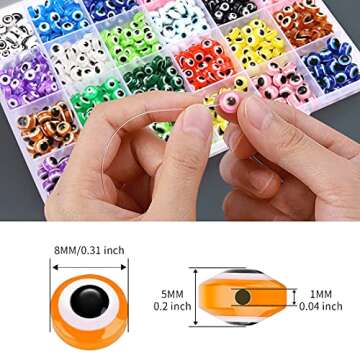 24 Style 800 pcs Evil Eye Beads - Charms with 1mm Hole for Jewelry Making