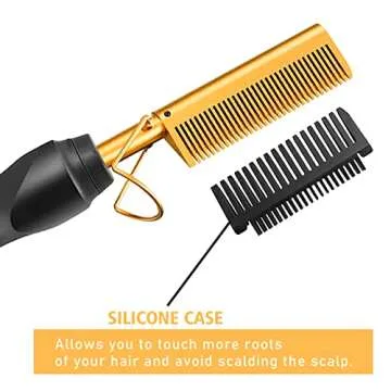 Electric Hot Comb Hair Straightener, Deluxe Electrical Straightening Comb Curling Iron for Natural Black Hair Wigs, Hot Comb Electric for Wigs Pressing Combs with Wig Glue Melting Spray Hair Wax Stick