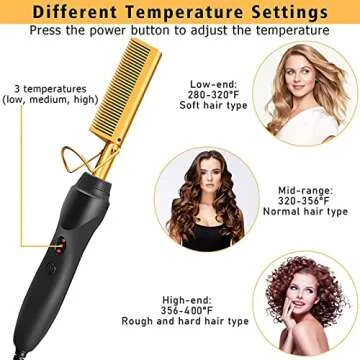 Electric Hot Comb Hair Straightener, Deluxe Electrical Straightening Comb Curling Iron for Natural Black Hair Wigs, Hot Comb Electric for Wigs Pressing Combs with Wig Glue Melting Spray Hair Wax Stick