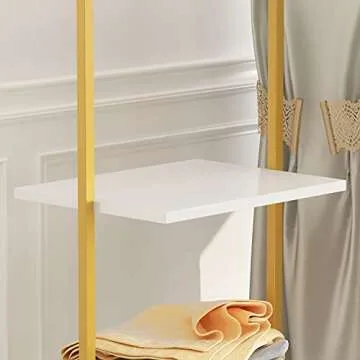 HOMEKAYT Gold Clothing Rack with Shelves Heavy Duty Garment Rack 4-tier Gold Clothes Rack Modern Display Rack for Home, Boutique, Retail- 47''L