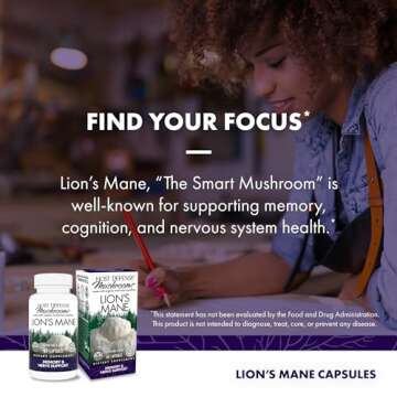 Host Defense Mushrooms Lion's Mane - Brain Health Support Supplement for Focus & Memory Function - Immune & Nervous System Support Supplement - 60 Capsules (30 Servings)*