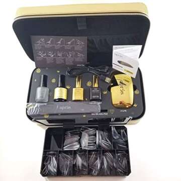 Chaun Legend x Aprés Gel-X Professional Nail Kit - Vegan Leather Case of Nail Supplies, with Gel-X Tips, pH Bonder, Gel Primer, Extend Gel, Top Gelcoat, Mini LED light, and Emery Board