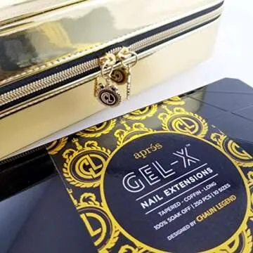 Chaun Legend x Aprés Gel-X Professional Nail Kit - Vegan Leather Case of Nail Supplies, with Gel-X Tips, pH Bonder, Gel Primer, Extend Gel, Top Gelcoat, Mini LED light, and Emery Board