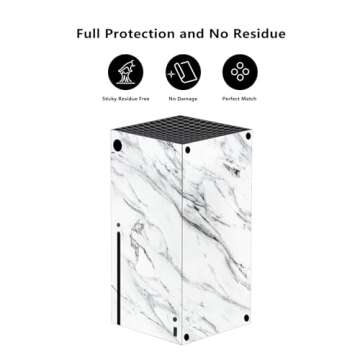 PlayVital Modern White Marble Custom Vinyl Skins for Xbox Core Wireless Controller, Wrap Decal Cover Stickers for Xbox Series X Console Controller