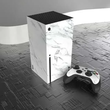 PlayVital Modern White Marble Custom Vinyl Skins for Xbox Core Wireless Controller, Wrap Decal Cover Stickers for Xbox Series X Console Controller