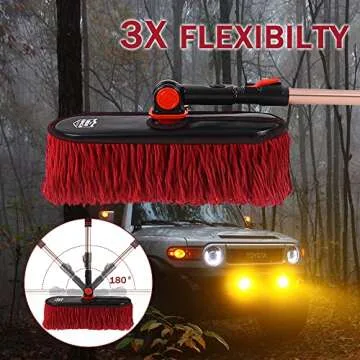 RIDE KINGS Car Duster Exterior Scratch Free,Car Dust Brush with Extendable Telescoping Handle to Remove Dust Pollen,Duster for Car,Truck,RV and Motorcycle,Large Car Mop Duster Head, Wax Cotton Hair