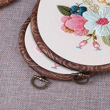 Embroidery Hoops Cross Stitch Hoop Ring Imitated Wood Circle Set Display Frame for Art Craft Handy Sewing and Hanging - Pack of 4 (5.5"+6.7"+8.6"+10")
