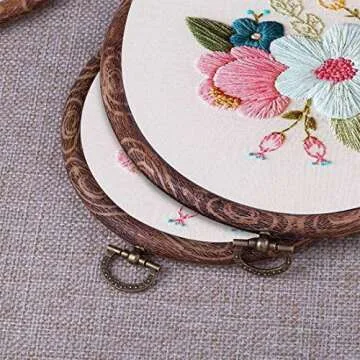 Embroidery Hoops Cross Stitch Hoop Ring Imitated Wood Circle Set Display Frame for Art Craft Handy Sewing and Hanging - Pack of 4 (5.5"+6.7"+8.6"+10")