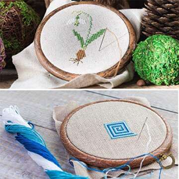 Embroidery Hoops Cross Stitch Hoop Ring Imitated Wood Circle Set Display Frame for Art Craft Handy Sewing and Hanging - Pack of 4 (5.5"+6.7"+8.6"+10")